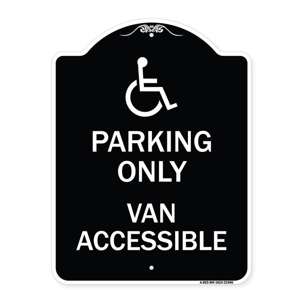 Parking Van Accessible W/ Graphic Heavy-Gauge Aluminum Architectural Sign, 24" x 18", BW-1824-23406